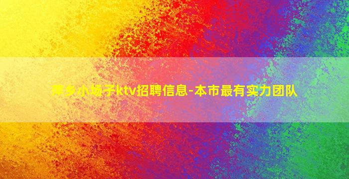 萍乡小场子ktv招聘信息-本市最有实力团队